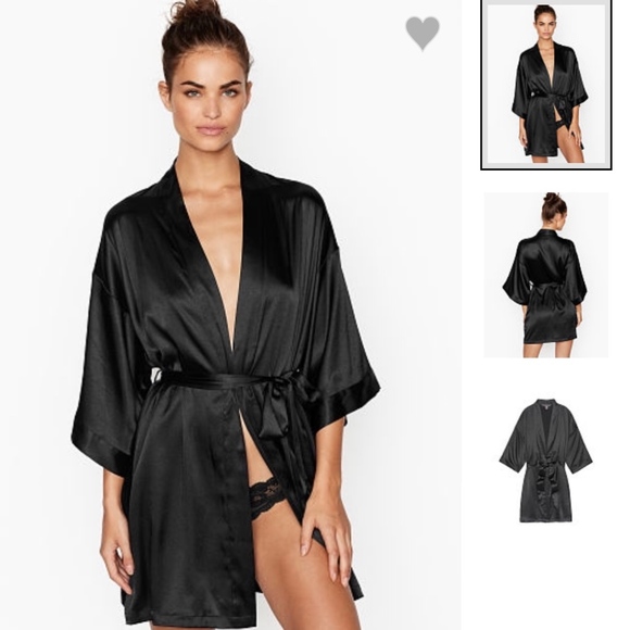 black satin robe victoria secret